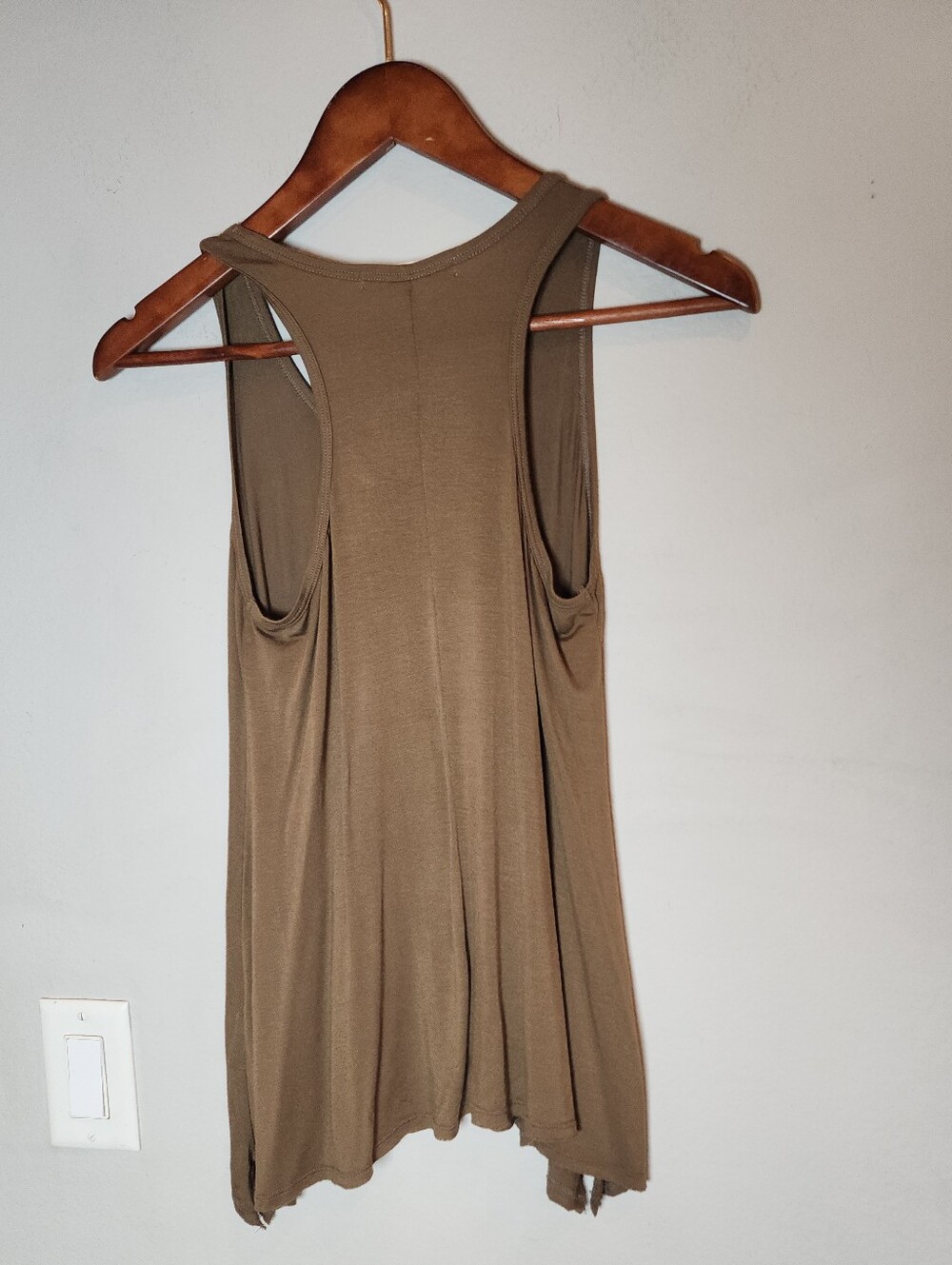 S/M Joah Brown Racer Back Tank Top Jersey Knit Stretchy Green Brown Women's - Picture 3 of 10